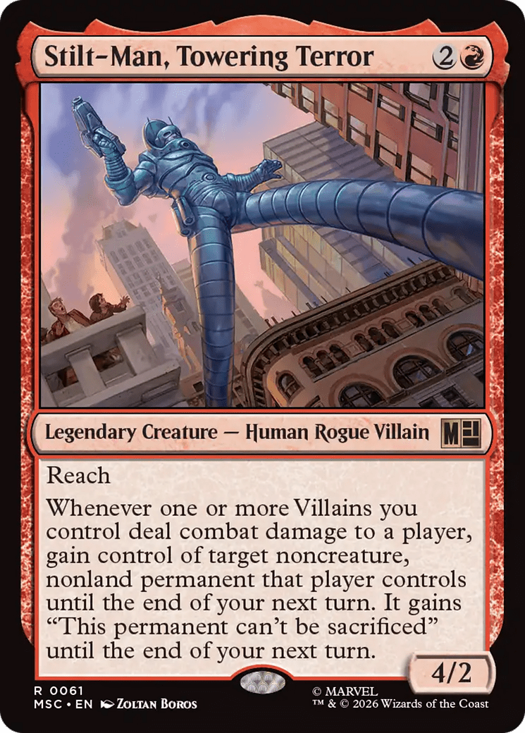 Stilt-Man, Towering Terror (Surge Foil) [Marvel Super Heroes Commander] MTG Single Magic: The Gathering  | Multizone: Comics And Games