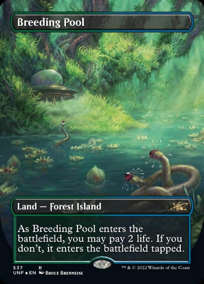 Breeding Pool (Borderless) (Galaxy Foil) [Unfinity] MTG Single Magic: The Gathering  | Multizone: Comics And Games