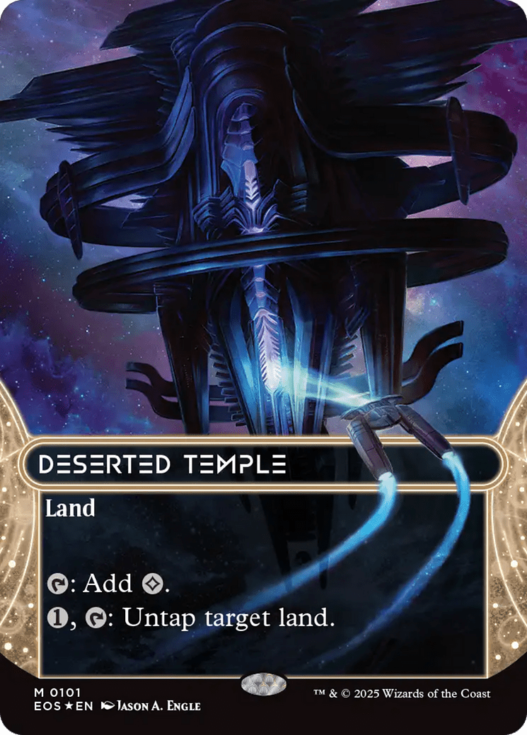 Deserted Temple (0101) (Borderless) (Galaxy Foil) [Edge of Eternities: Stellar Sights] MTG Single Magic: The Gathering  | Multizone: Comics And Games