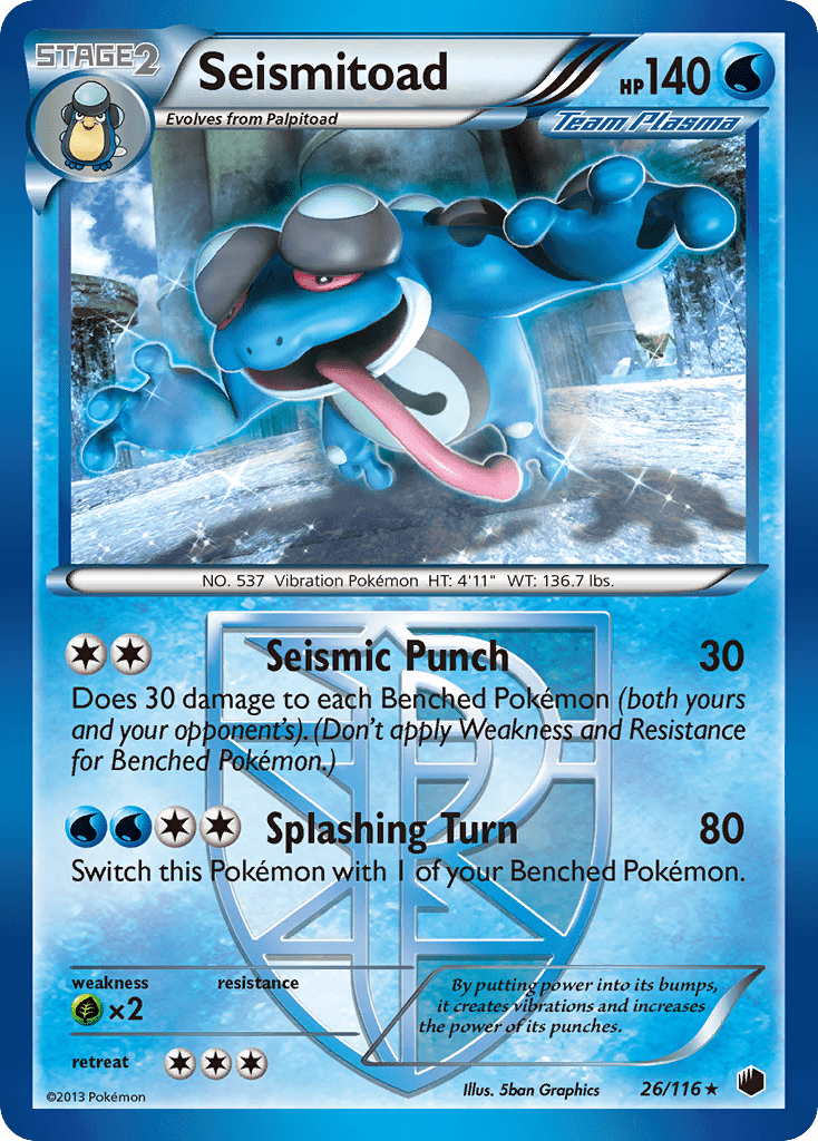 Seismitoad (26/116) [Black & White: Plasma Freeze] Pokemon Single Pokémon  | Multizone: Comics And Games