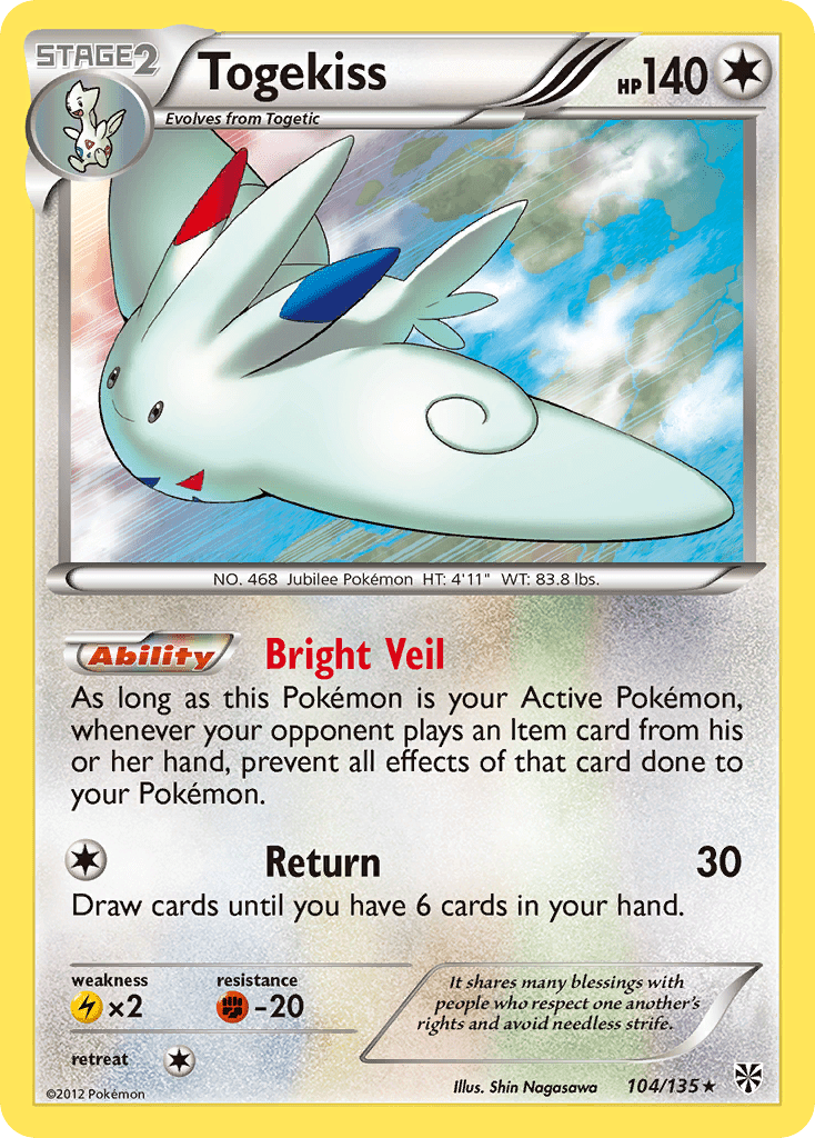 Togekiss (104/135) [Black & White: Plasma Storm] Pokemon Single Pokémon  | Multizone: Comics And Games