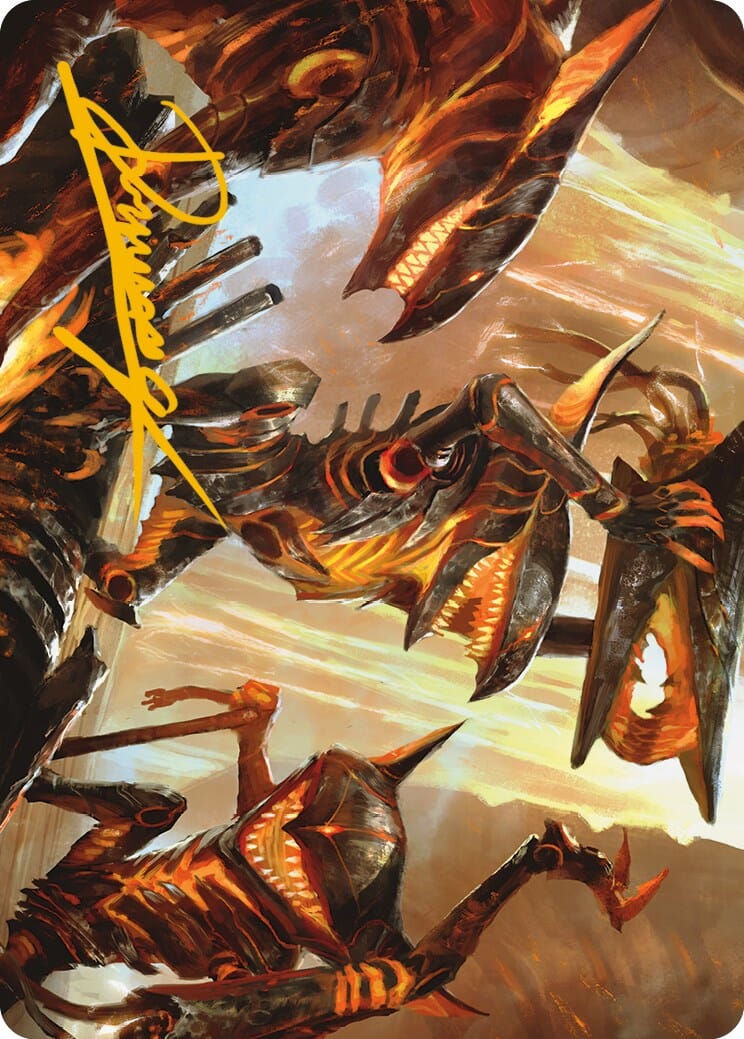 Gleeful Demolition Art Card (Gold-Stamped Signature) [Phyrexia: All Will Be One Art Series] MTG Single Magic: The Gathering  | Multizone: Comics And Games