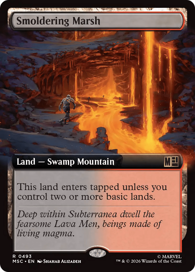 Smoldering Marsh (Extended Art) [Marvel Super Heroes Commander] MTG Single Magic: The Gathering  | Multizone: Comics And Games