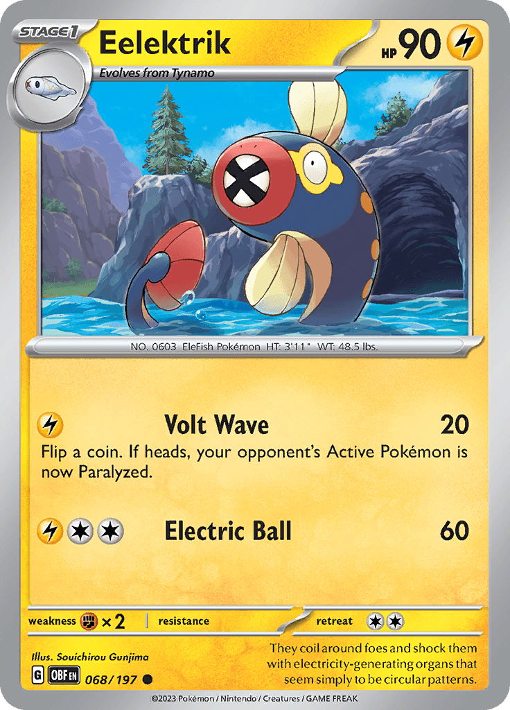 Eelektrik (068/197) [Scarlet & Violet: Obsidian Flames] Pokemon Single Pokémon  | Multizone: Comics And Games