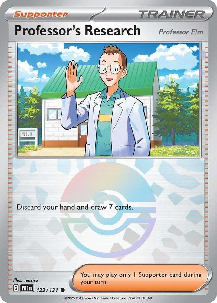 Professor's Research (123/131) [Professor Elm] (Poke Ball Pattern) [Scarlet & Violet: Prismatic Evolutions] Pokemon Single Pokémon  | Multizone: Comics And Games
