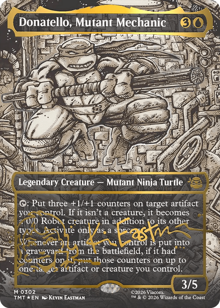 Donatello, Mutant Mechanic (Borderless) (Gold-Stamped Signature) [Teenage Mutant Ninja Turtles] MTG Single Magic: The Gathering  | Multizone: Comics And Games