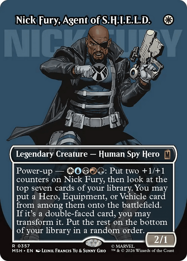 Nick Fury, Agent of S.H.I.E.L.D. (Borderless) (0357) [Marvel Super Heroes] MTG Single Magic: The Gathering  | Multizone: Comics And Games
