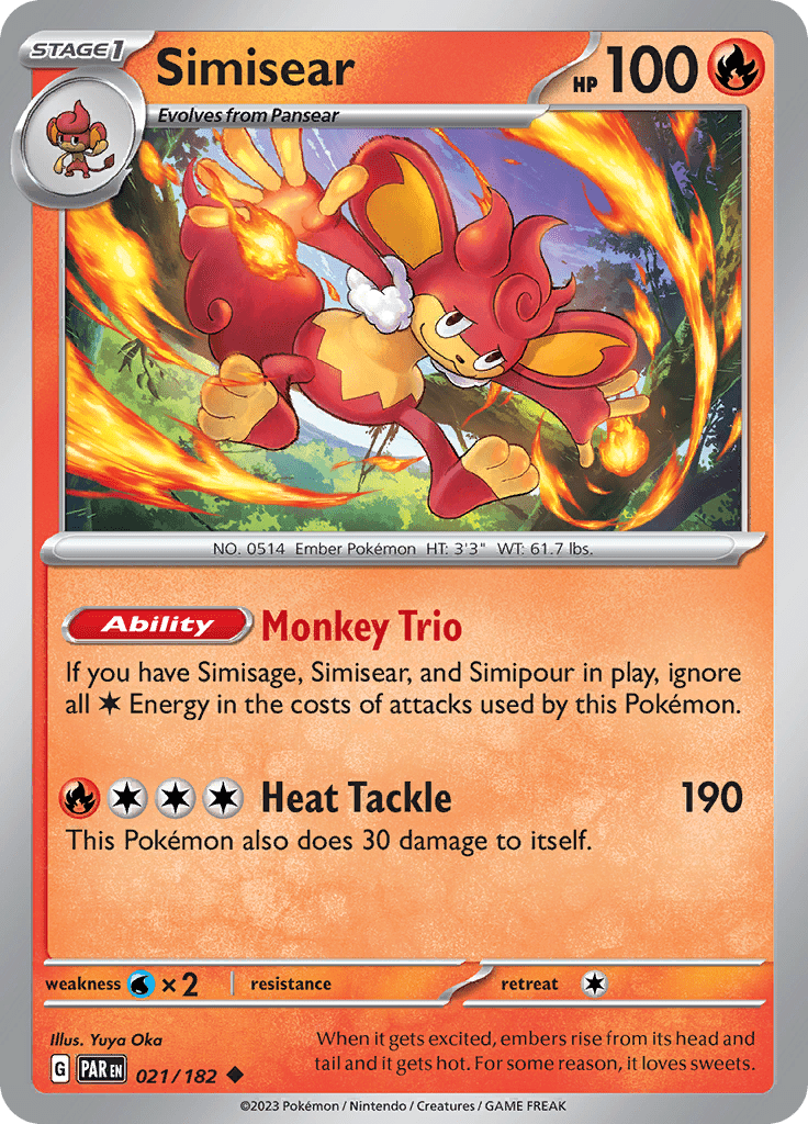 Simisear (021/182) [Scarlet & Violet: Paradox Rift] Pokemon Single Pokémon  | Multizone: Comics And Games