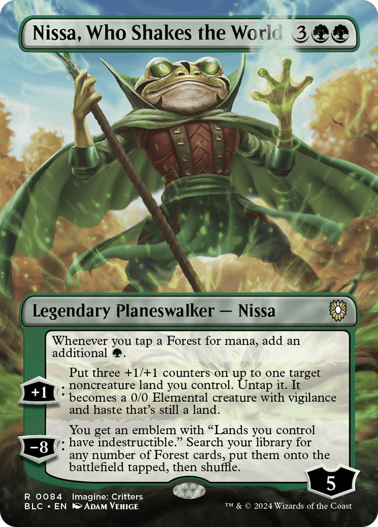 Nissa, Who Shakes the World (Borderless) [Bloomburrow Commander] MTG Single Magic: The Gathering  | Multizone: Comics And Games