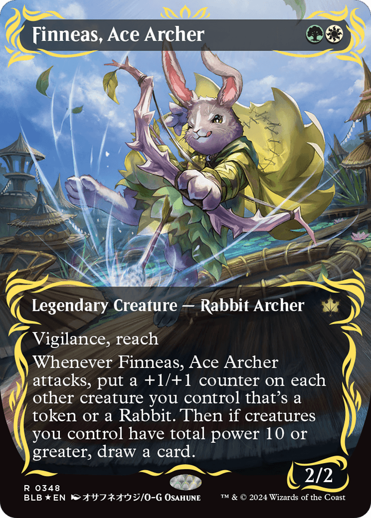 Finneas, Ace Archer (Borderless) (Raised Foil) [Bloomburrow] MTG Single Magic: The Gathering  | Multizone: Comics And Games