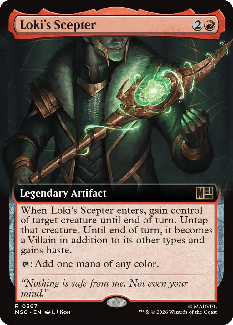Loki's Scepter (Extended Art) [Marvel Super Heroes Commander] MTG Single Magic: The Gathering  | Multizone: Comics And Games