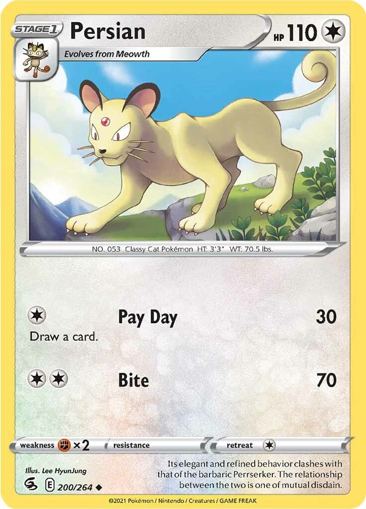 Persian (200/264) [Sword & Shield: Fusion Strike] Pokemon Single Pokémon  | Multizone: Comics And Games