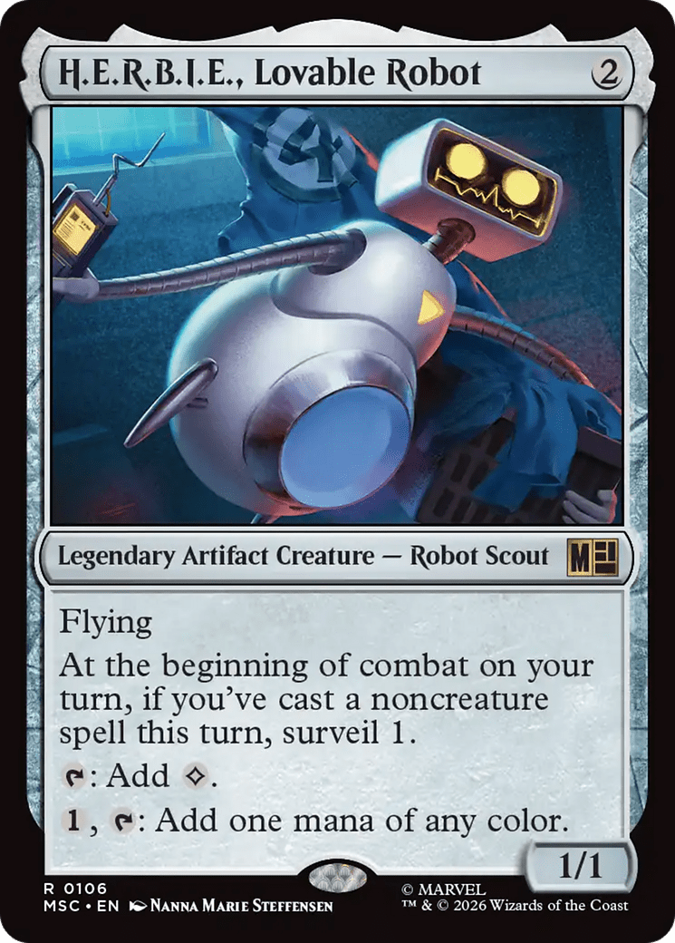 H.E.R.B.I.E., Lovable Robot (Surge Foil) [Marvel Super Heroes Commander] MTG Single Magic: The Gathering  | Multizone: Comics And Games