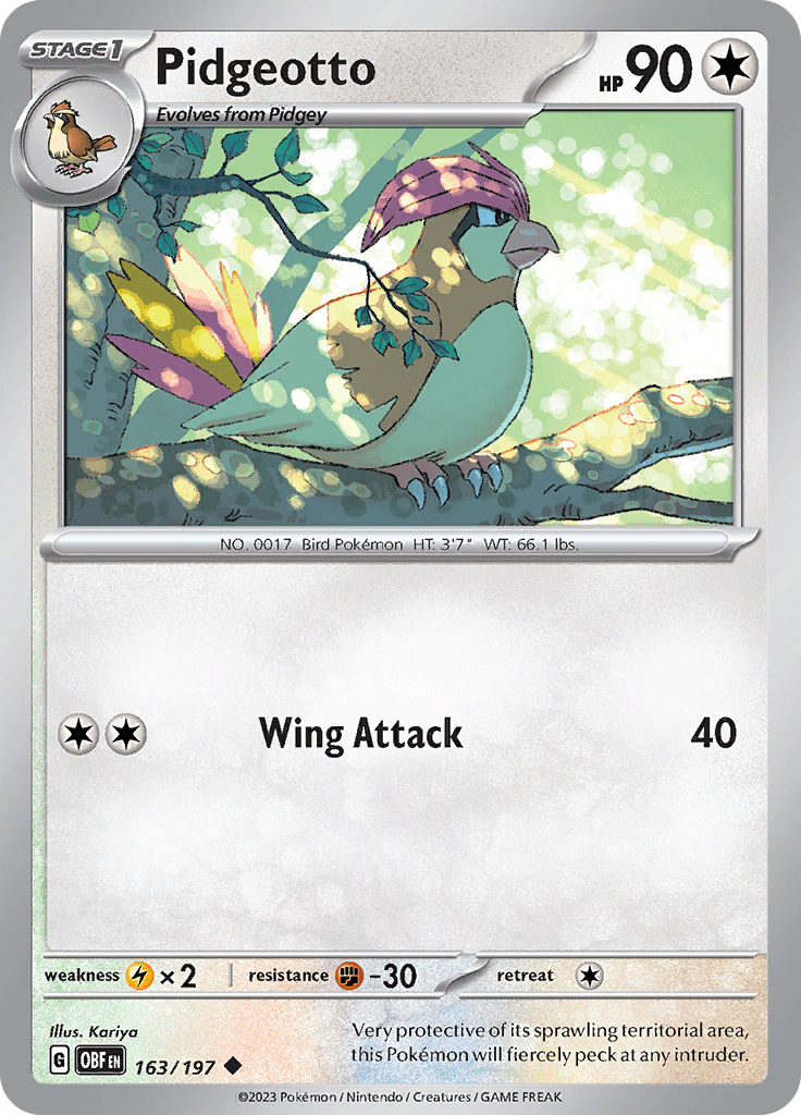 Pidgeotto (163/197) [Scarlet & Violet: Obsidian Flames] Pokemon Single Pokémon  | Multizone: Comics And Games