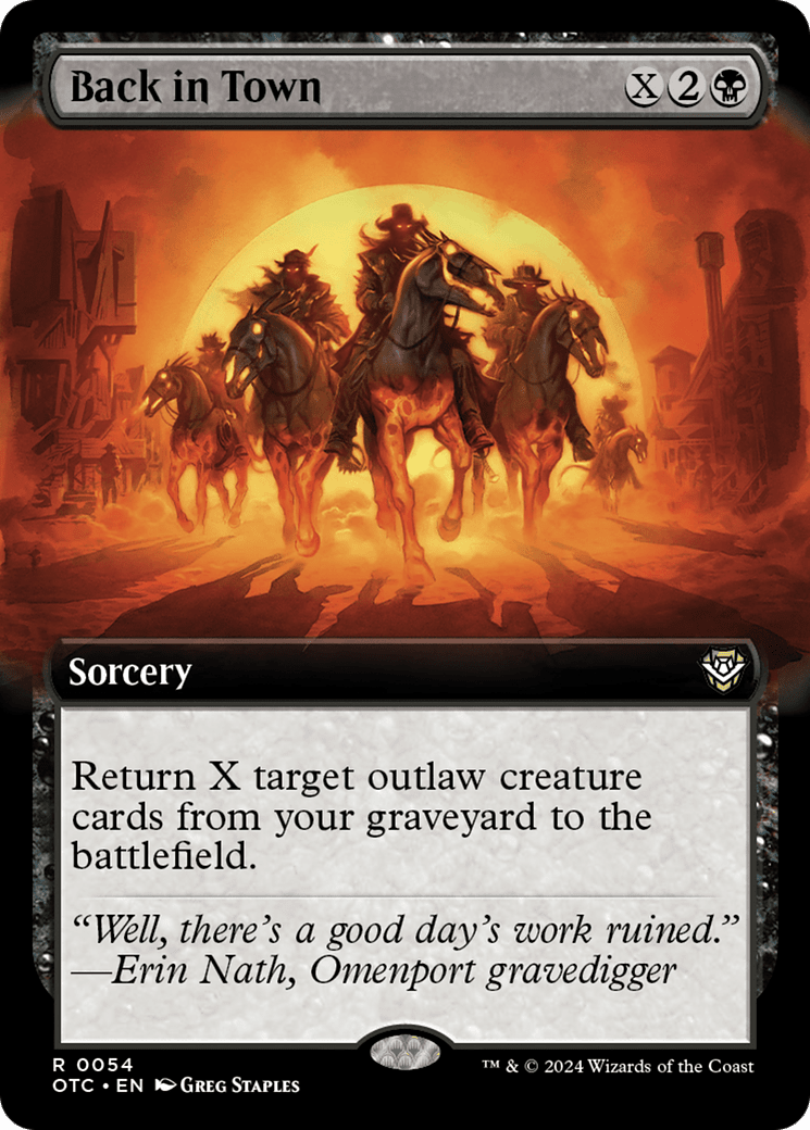 Back in Town (Extended Art) [Outlaws of Thunder Junction Commander] MTG Single Magic: The Gathering  | Multizone: Comics And Games