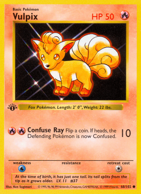 Vulpix (68/102) (Shadowless) [Base Set 1st Edition] Pokemon Single Pokémon  | Multizone: Comics And Games