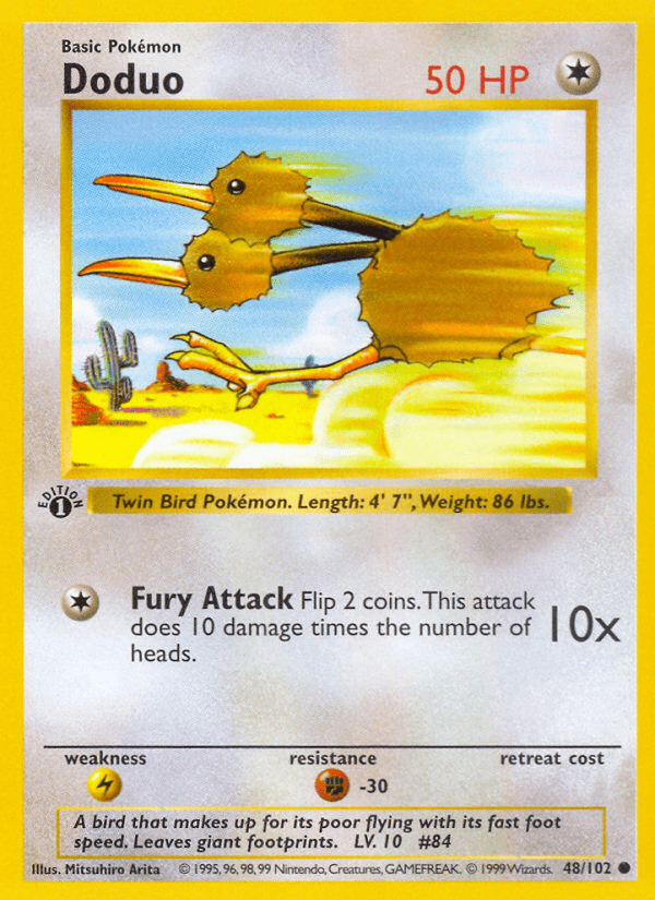 Doduo (48/102) (Shadowless) [Base Set 1st Edition] Pokemon Single Pokémon  | Multizone: Comics And Games