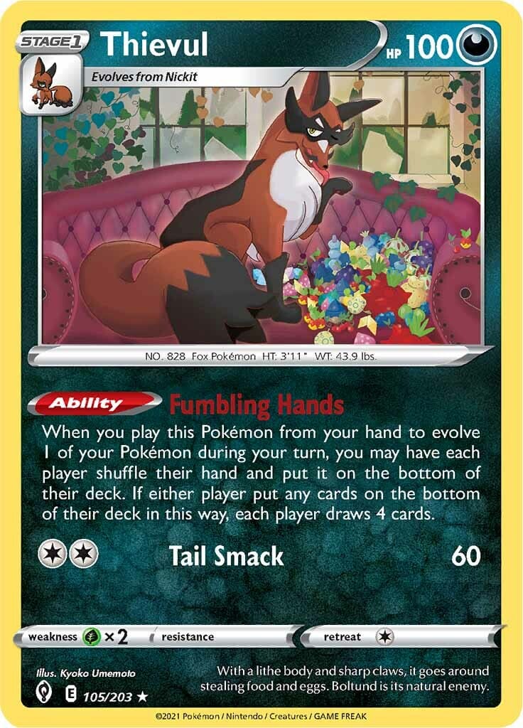 Thievul (105/203) [Sword & Shield: Evolving Skies] Pokemon Single Pokémon  | Multizone: Comics And Games