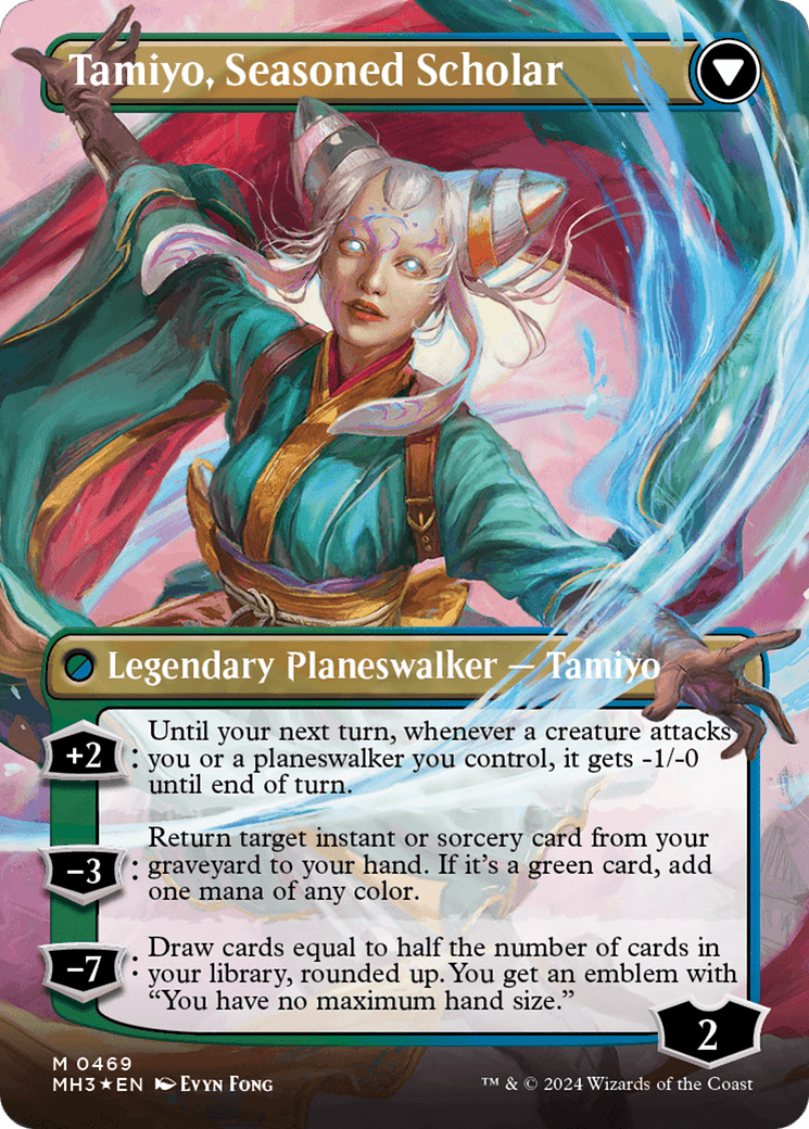 Tamiyo, Inquisitive Student // Tamiyo, Seasoned Scholar (Borderless) (Textured Foil) [Modern Horizons 3] MTG Single Magic: The Gathering  | Multizone: Comics And Games