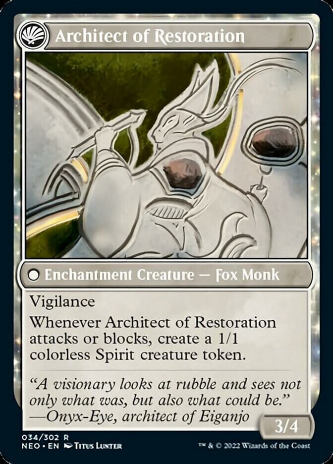 The Restoration of Eiganjo // Architect of Restoration [Kamigawa: Neon Dynasty] MTG Single Magic: The Gathering  | Multizone: Comics And Games