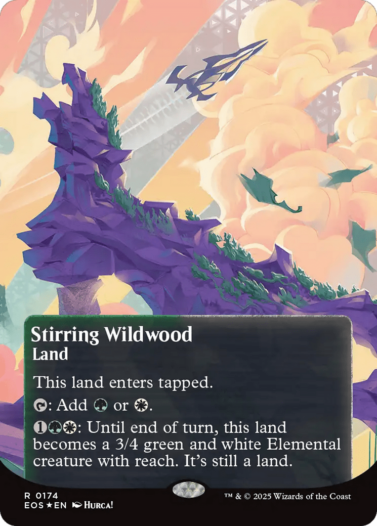 Stirring Wildwood (0174) (Borderless) (Galaxy Foil) [Edge of Eternities: Stellar Sights] MTG Single Magic: The Gathering  | Multizone: Comics And Games