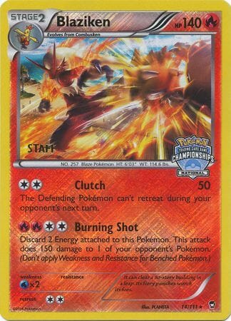 Blaziken (14/111) (Staff National Championship Promo) [XY: Furious Fists] Pokemon Single Pokémon  | Multizone: Comics And Games