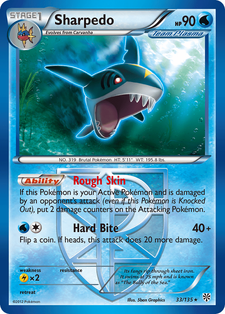 Sharpedo (33/135) [Black & White: Plasma Storm] Pokemon Single Pokémon  | Multizone: Comics And Games