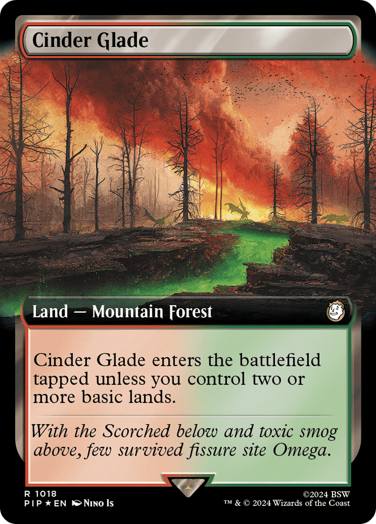 Cinder Glade (Extended Art) (Surge Foil) [Fallout] MTG Single Magic: The Gathering  | Multizone: Comics And Games