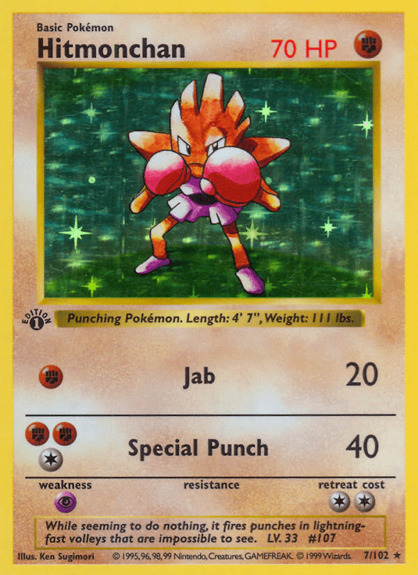 Hitmonchan (7/102) (Shadowless) [Base Set 1st Edition] Pokemon Single Pokémon  | Multizone: Comics And Games