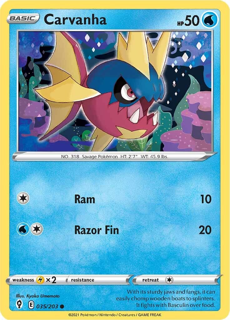 Carvanha (035/203) [Sword & Shield: Evolving Skies] Pokemon Single Pokémon  | Multizone: Comics And Games