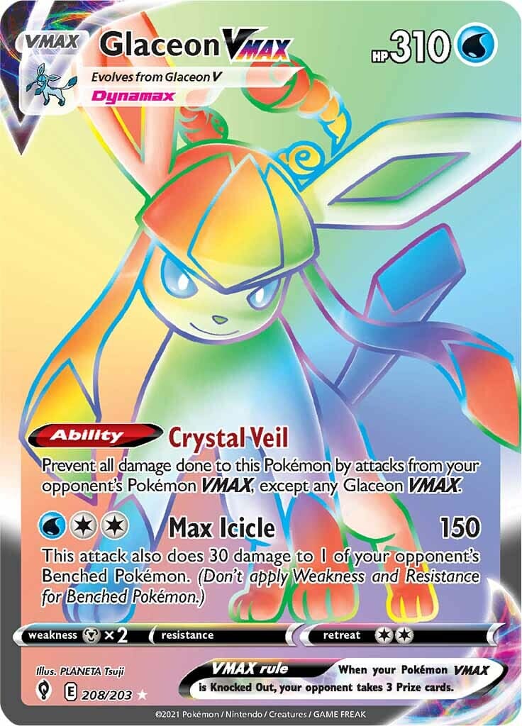 Glaceon VMAX (208/203) [Sword & Shield: Evolving Skies] Pokemon Single Pokémon  | Multizone: Comics And Games