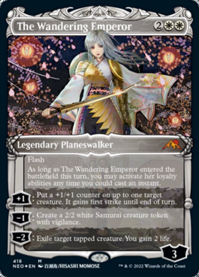 The Wandering Emperor (Showcase) (Foil Etched) [Kamigawa: Neon Dynasty] MTG Single Magic: The Gathering  | Multizone: Comics And Games