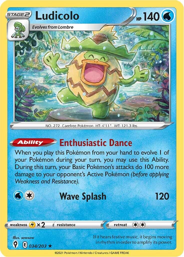 Ludicolo (034/203) [Sword & Shield: Evolving Skies] Pokemon Single Pokémon  | Multizone: Comics And Games