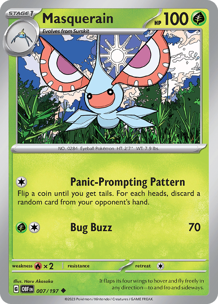 Masquerain (007/197) [Scarlet & Violet: Obsidian Flames] Pokemon Single Pokémon  | Multizone: Comics And Games