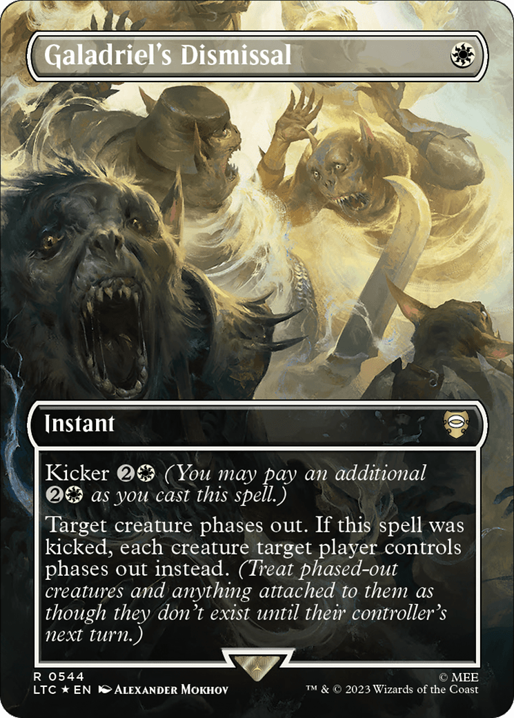 Galadriel's Dismissal (Borderless) (Surge Foil) [The Lord of the Rings: Tales of Middle-Earth Commander] MTG Single Magic: The Gathering  | Multizone: Comics And Games