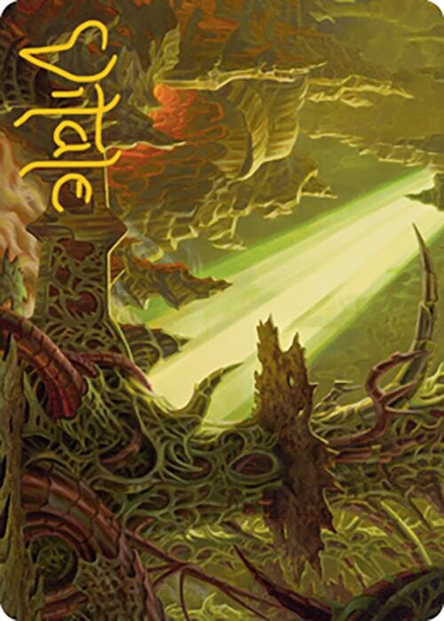 Darkmoss Bridge Art Card (Gold-Stamped Signature) [Modern Horizons 2 Art Series] MTG Single Magic: The Gathering  | Multizone: Comics And Games