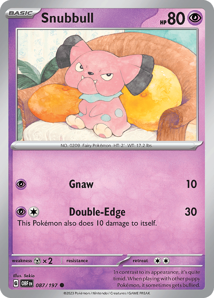 Snubbull (087/197) [Scarlet & Violet: Obsidian Flames] Pokemon Single Pokémon  | Multizone: Comics And Games