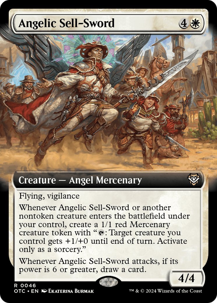 Angelic Sell-Sword (Extended Art) [Outlaws of Thunder Junction Commander] MTG Single Magic: The Gathering  | Multizone: Comics And Games
