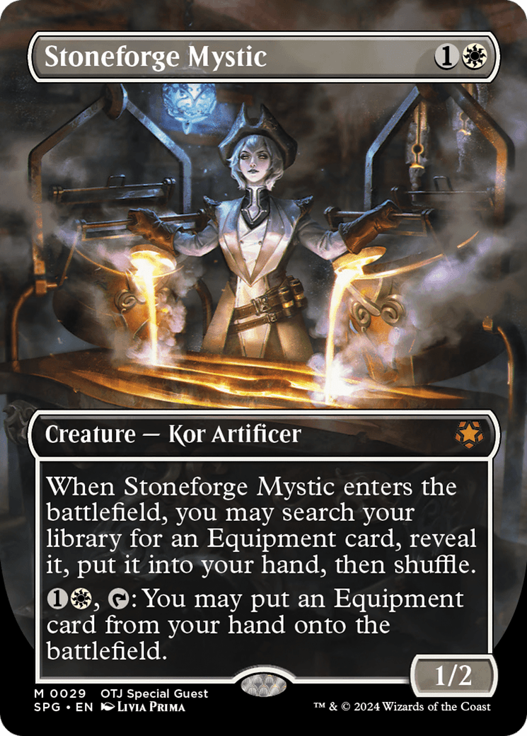 Stoneforge Mystic (Borderless) [Outlaws of Thunder Junction Special Guests] MTG Single Magic: The Gathering  | Multizone: Comics And Games