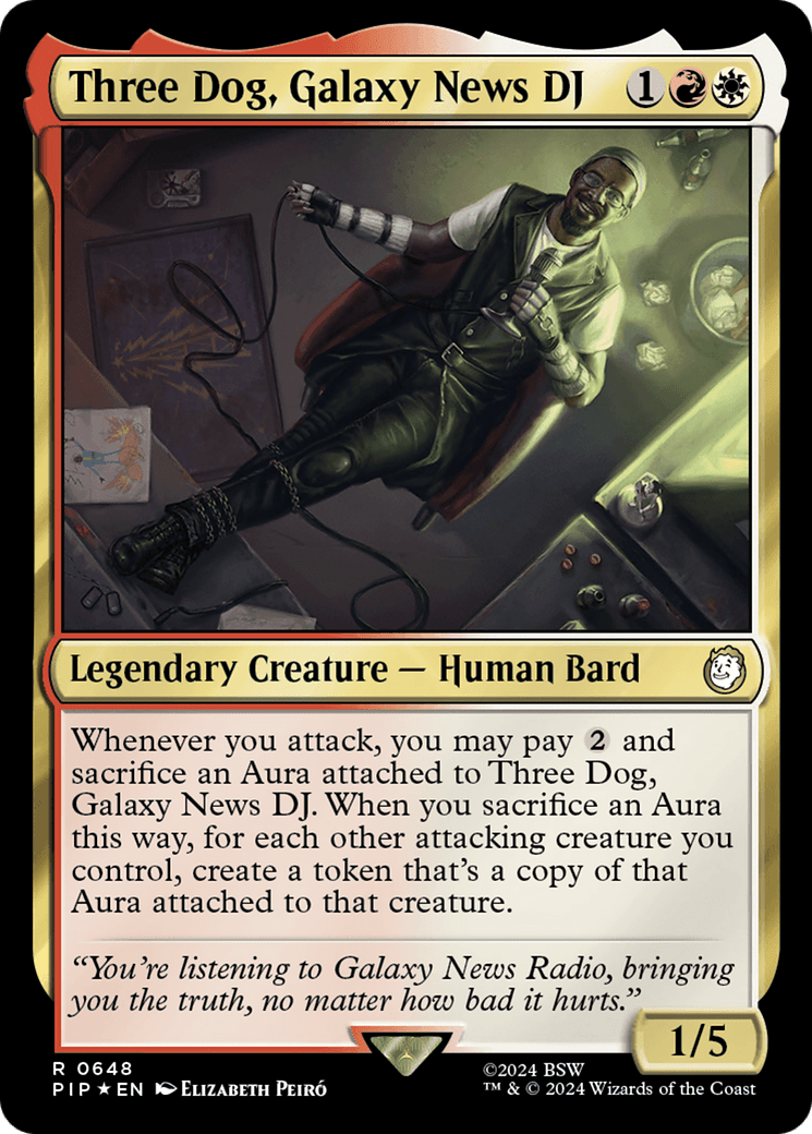 Three Dog, Galaxy News DJ (Surge Foil) [Fallout] MTG Single Magic: The Gathering  | Multizone: Comics And Games