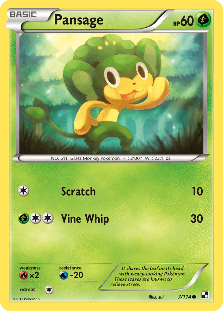 Pansage (7/114) [Black & White: Base Set] Pokemon Single Pokémon  | Multizone: Comics And Games