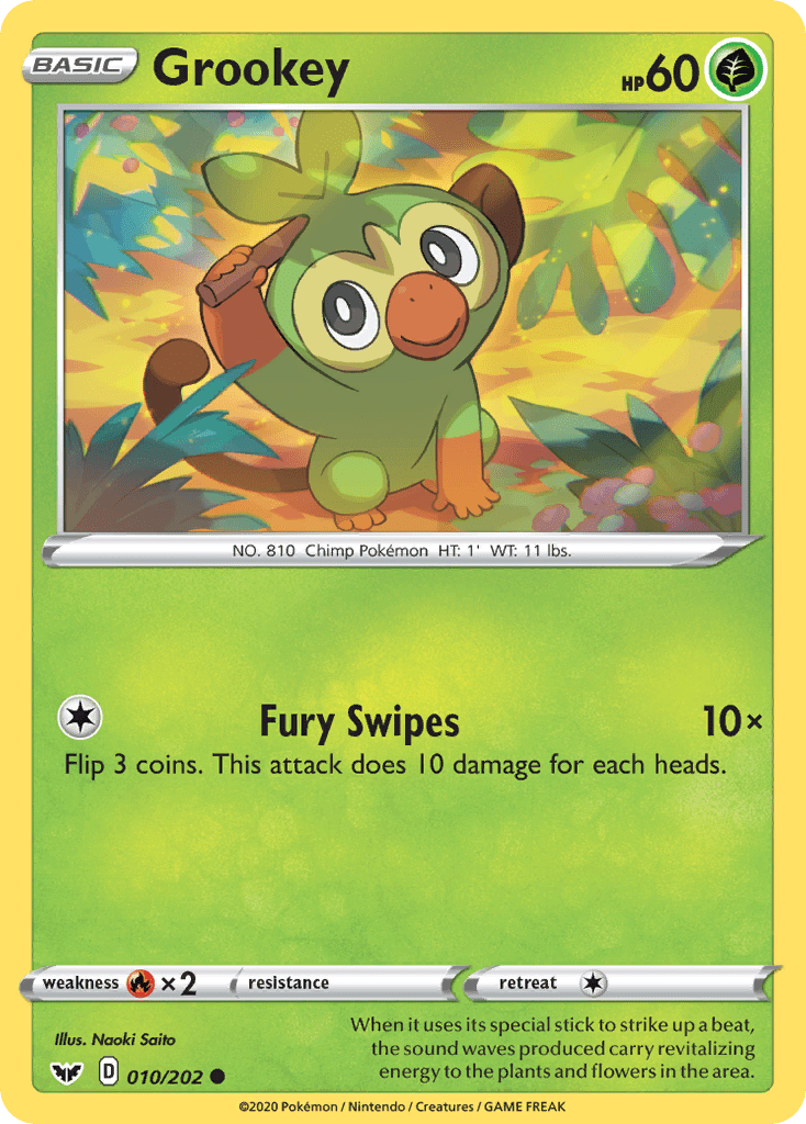 Grookey (010/202) [Sword & Shield: Base Set] Pokemon Single Pokémon  | Multizone: Comics And Games