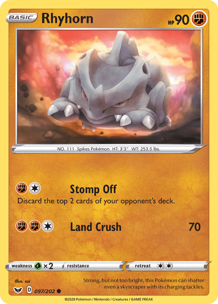 Rhyhorn (097/202) [Sword & Shield: Base Set] Pokemon Single Pokémon  | Multizone: Comics And Games