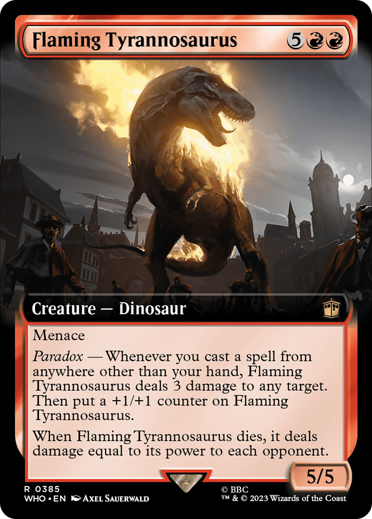 Flaming Tyrannosaurus (Extended Art) [Doctor Who] MTG Single Magic: The Gathering  | Multizone: Comics And Games