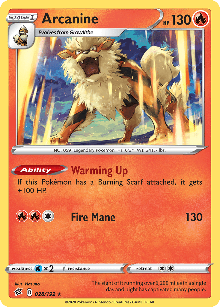 Arcanine (028/192) [Sword & Shield: Rebel Clash] Pokemon Single Pokémon  | Multizone: Comics And Games