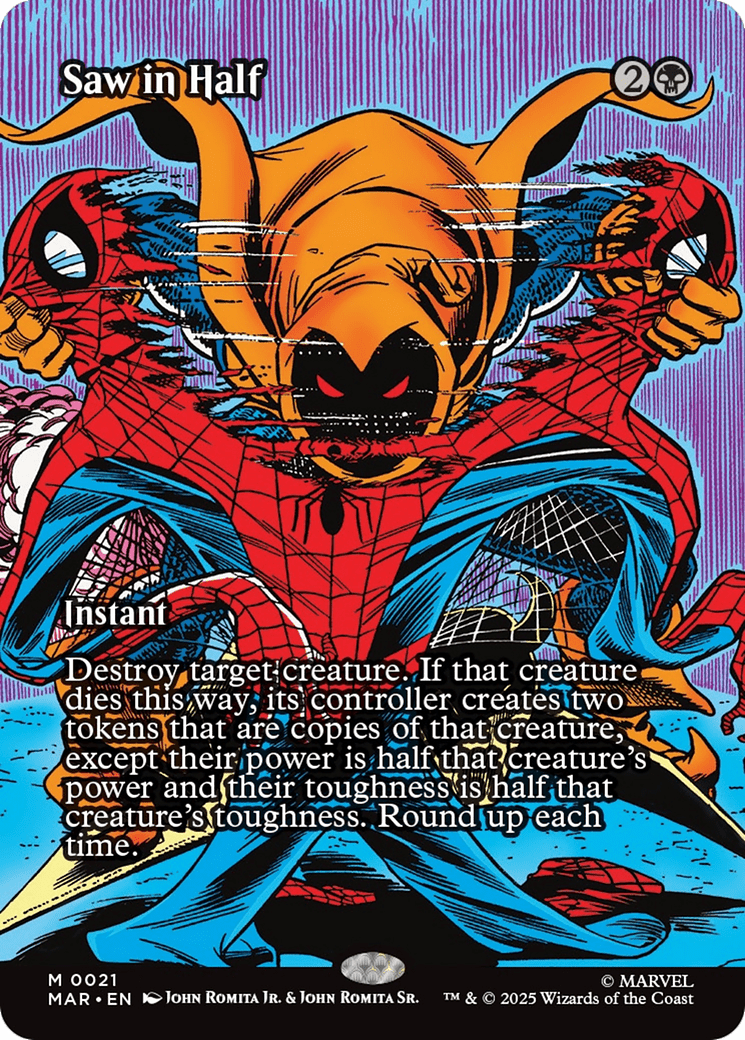 Saw in Half (Borderless) [Marvel Universe: Eternal-Legal] MTG Single Magic: The Gathering  | Multizone: Comics And Games