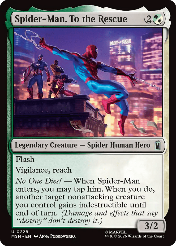 Spider-Man, To the Rescue (Borderless) [Marvel Super Heroes] MTG Single Magic: The Gathering  | Multizone: Comics And Games