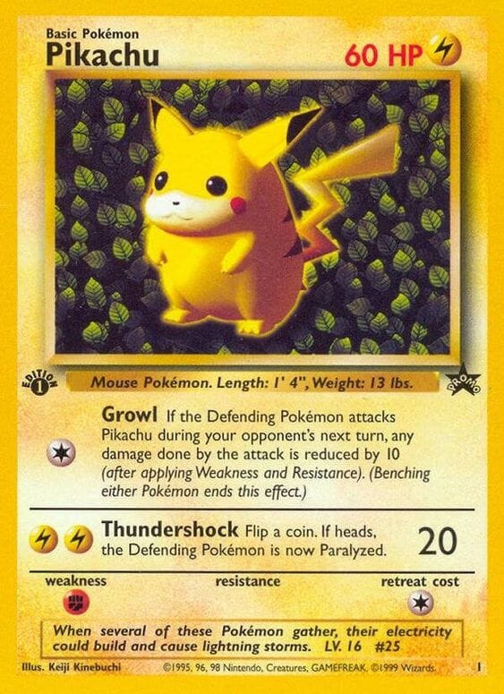 Pikachu (1) (1st Edition Misprint Promo) [Wizards of the Coast: Black Star Promos] Pokemon Single Pokémon  | Multizone: Comics And Games