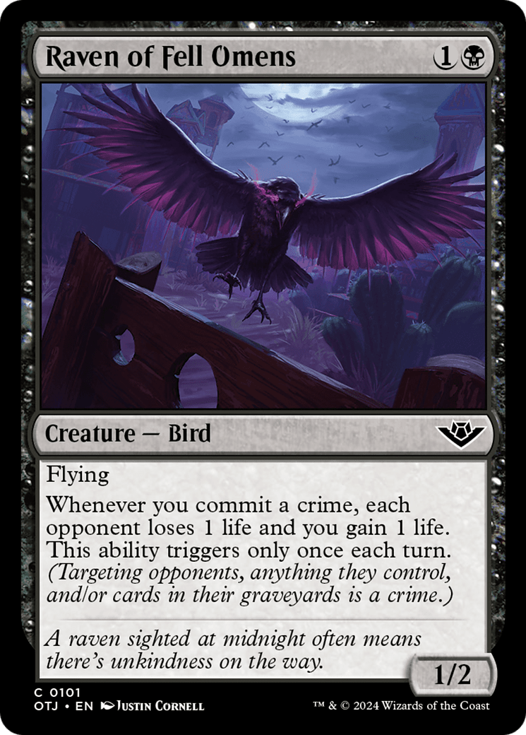 Raven of Fell Omens [Outlaws of Thunder Junction] MTG Single Magic: The Gathering  | Multizone: Comics And Games