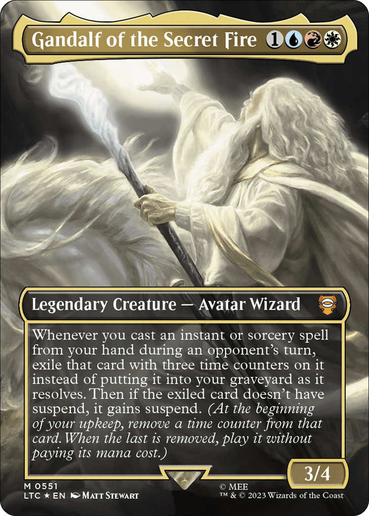 Gandalf of the Secret Fire (Borderless) (Surge Foil) [The Lord of the Rings: Tales of Middle-Earth Commander] MTG Single Magic: The Gathering  | Multizone: Comics And Games